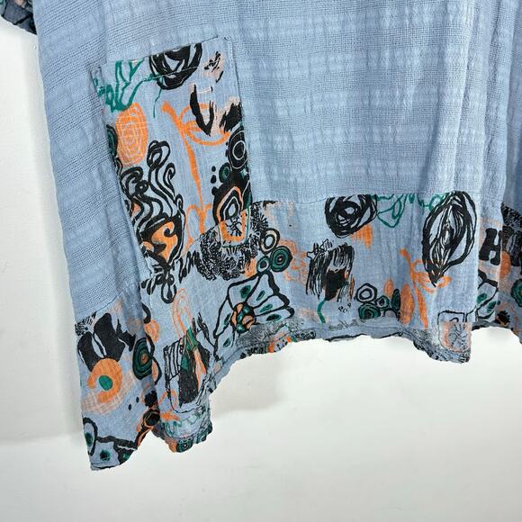 MADE IN ITALY Linen lagenlook artsy top Womans Large - Picture 2 of 7